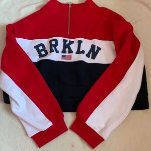 red white &blue Brooklyn New York cropped hoodie